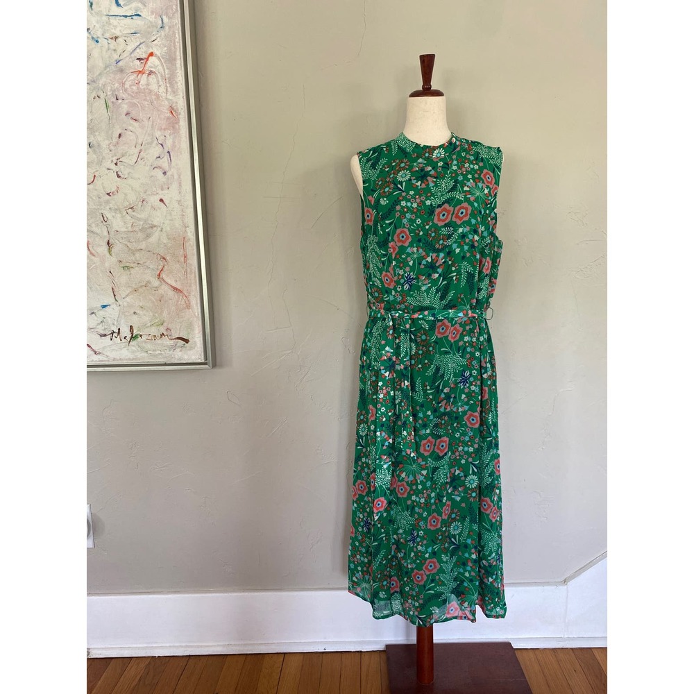 Boden Women’s Green Floral Zada Midi Dress Size US 10
